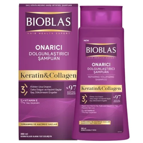 Szampon na maksymalną objętość  Keratin &amp; Collagen Bioblas 360 ml