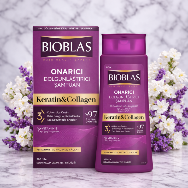Szampon na maksymalną objętość  Keratin &amp; Collagen Bioblas 360 ml