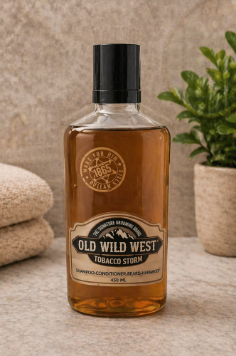 Męski szampon do włosów i brody + żel pod prysznic 3 w 1 – 450 ml OLD WILD WEST – Tobacco Storm